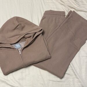 TNA Boxy Zip-Up Hoodie and Wide Leg Sweatpants Sz XXS